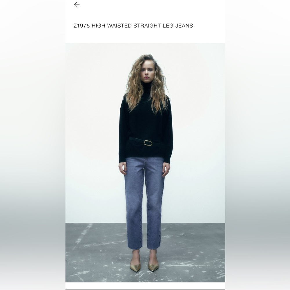 NWOT // Zara // Z1975 HIGH WAISTED STRAIGHT LEG JEANS // Mid-Blue // 28/6